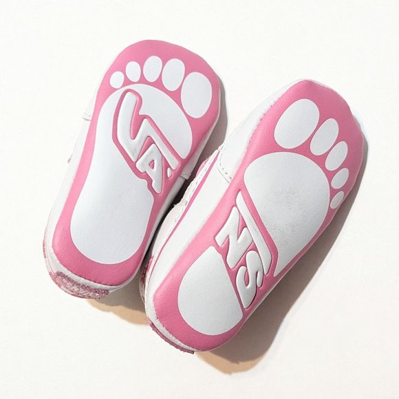 VANS Baby/infant shoes, classic slip-on pink and white checkerboard walkers - Picture 12 of 13